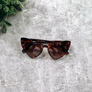 Boutique Tortoise Shell Brown Heart Shaped Sunglasses